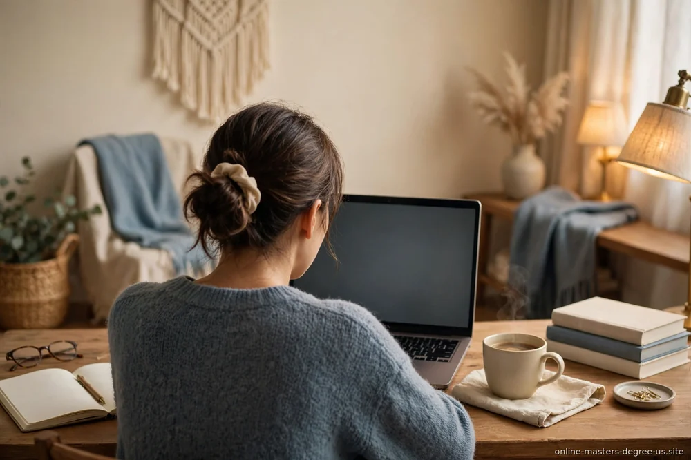 "person studying at home desk"