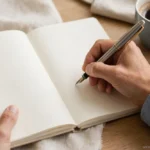 person writing in a notebook