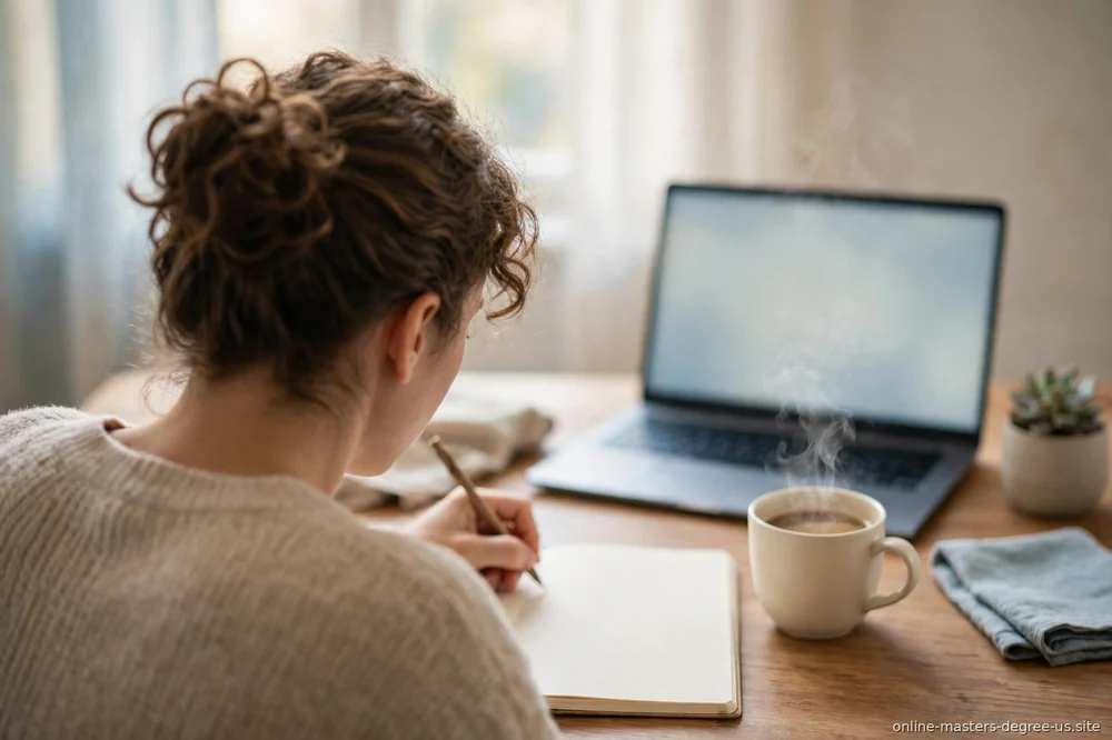 "person studying with coffee at home"