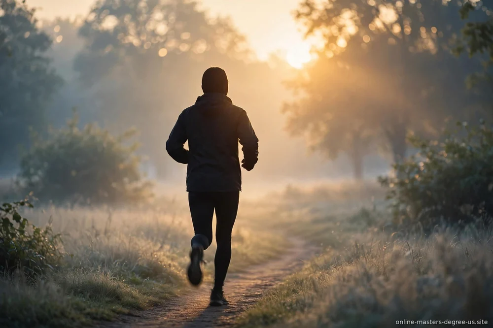 "person jogging at dawn"