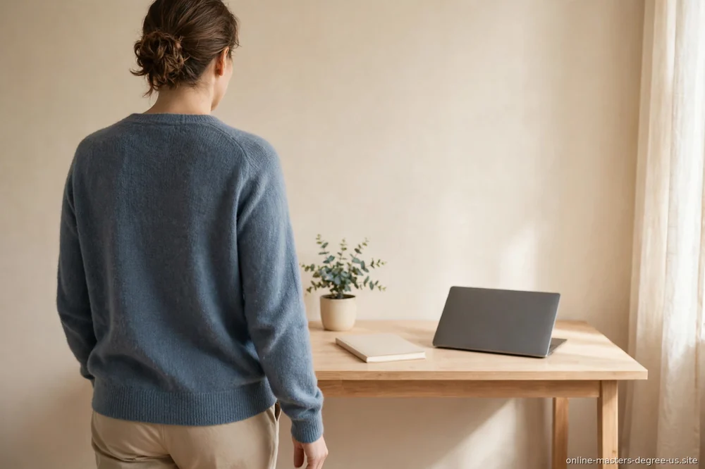 "person starting fresh at a clean desk"